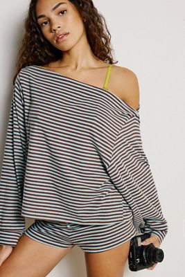 Out From Under All Nighter Gestreiftes Schulterfreies Sweatshirt
