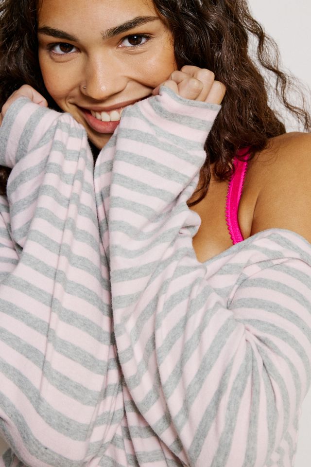 Out From Under All Nighter Striped Off-The-Shoulder Sweatshirt #1