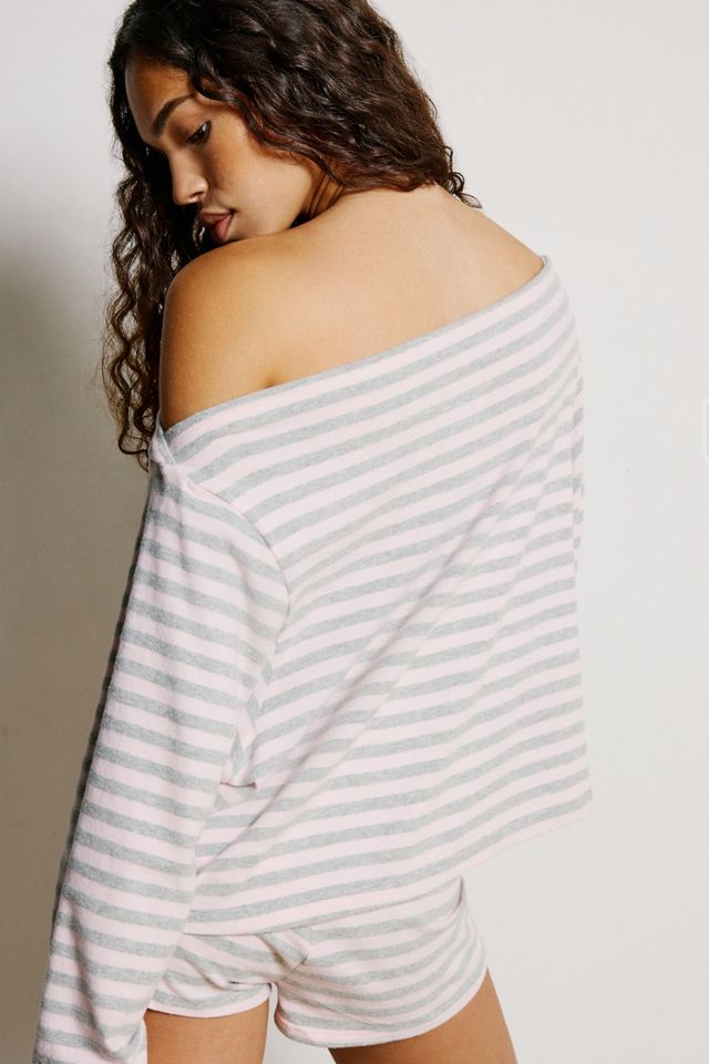 Out From Under All Nighter Striped Off-The-Shoulder Sweatshirt #3