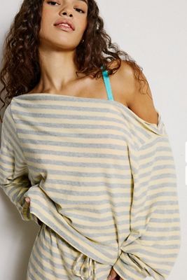 Out From Under All Nighter Gestreiftes Schulterfreies Sweatshirt