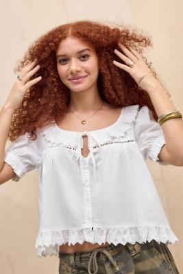 Harling Broderie Blouse - White UK 8 at Urban Outfitters - Damson Madder - Modalova