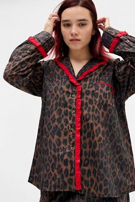 Conjunto de Pijama Antonia Leopardo Damson Madder