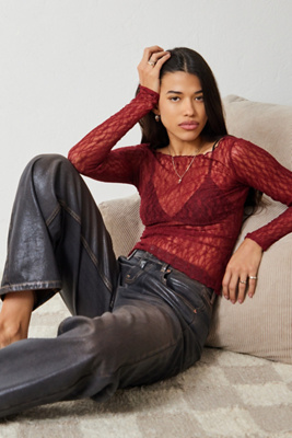 Out From Under - Haut à manches longues en dentelle transparente Libby