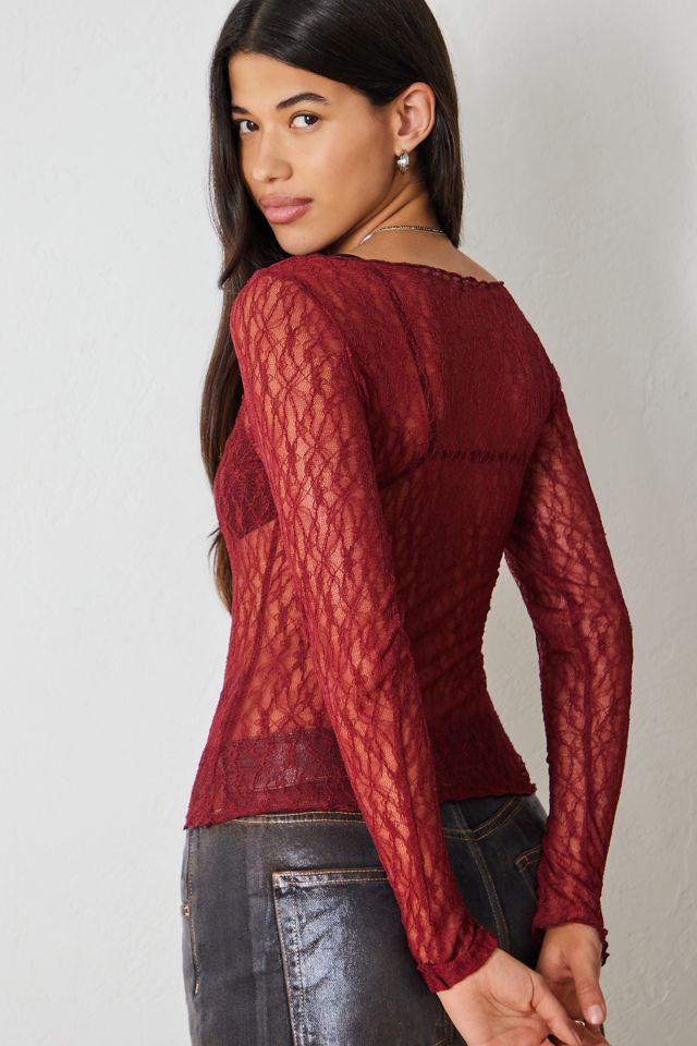 Out From Under Libby Sheer Lace Long Sleeve Top #3