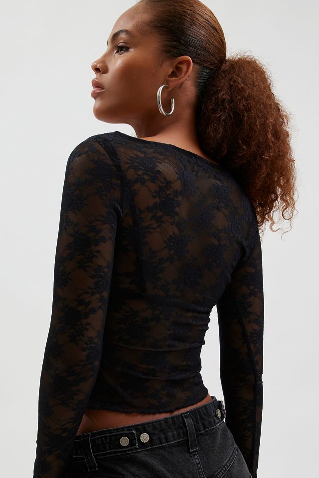 Out From Under Lana Lace Plunge Long Sleeve Top #2