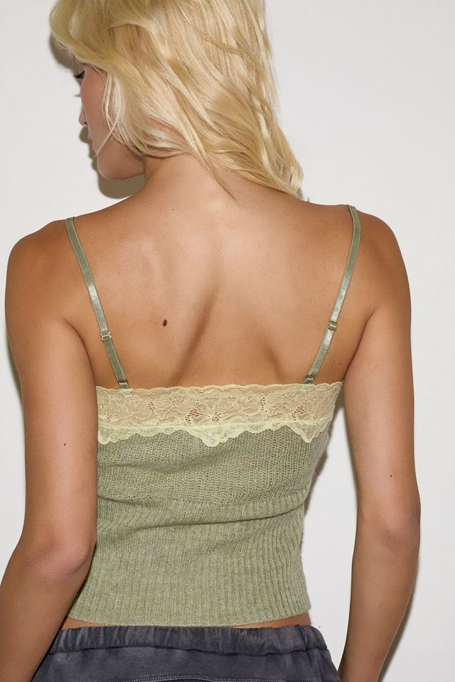 Top a canotta in maglia con bordo in pizzo Out From Under #1