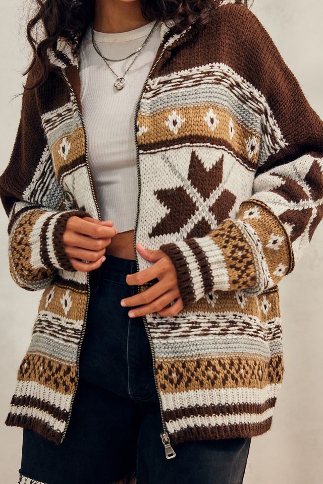 Sudadera con capucha con cremallera de punto UO Fair Isle #1