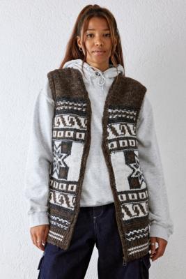 BDG Fair Isle Knitted Gilet - Brown L at Urban Outfitters