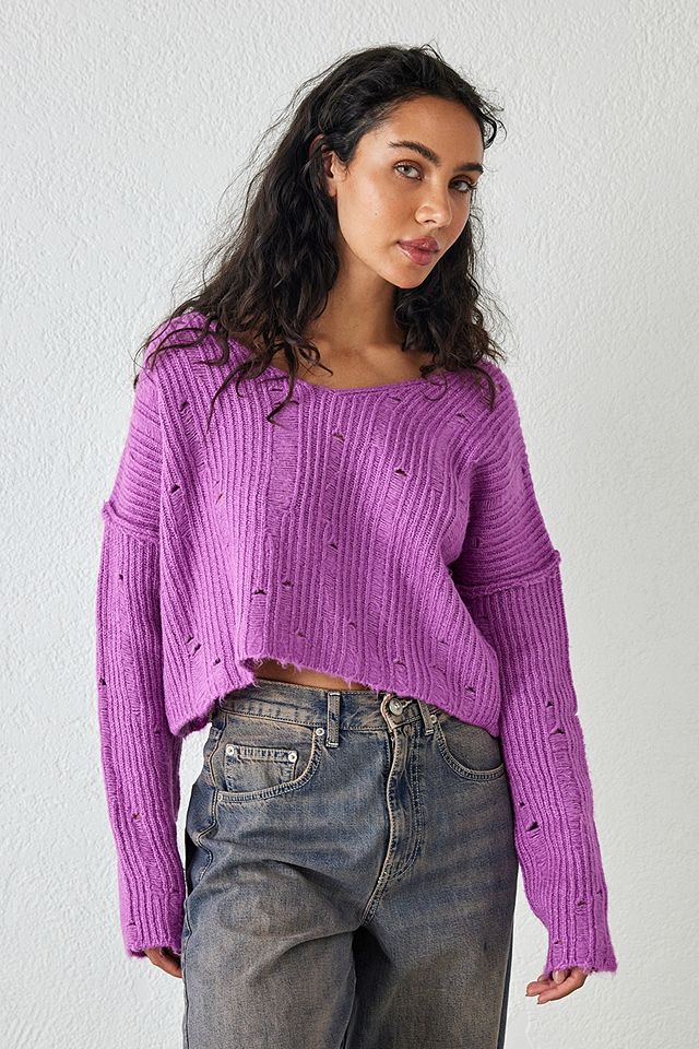 UO Laddered Knit Crop Jumper | Urban Outfitters UK