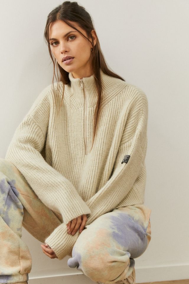 Chunky zip up knit jumper sale