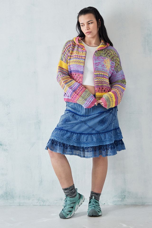 Cardigan en maille à capuche arc-en-ciel céleste UO #2