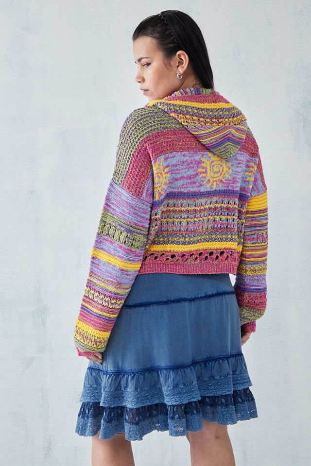 Cardigan en maille à capuche arc-en-ciel céleste UO #3