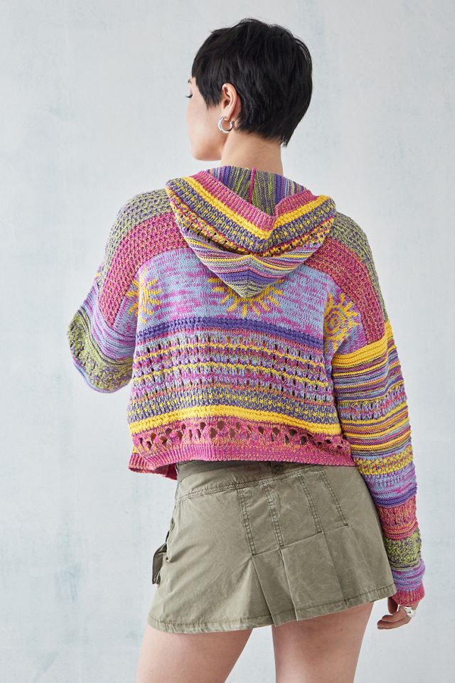 Cardigan en maille à capuche arc-en-ciel céleste UO #7