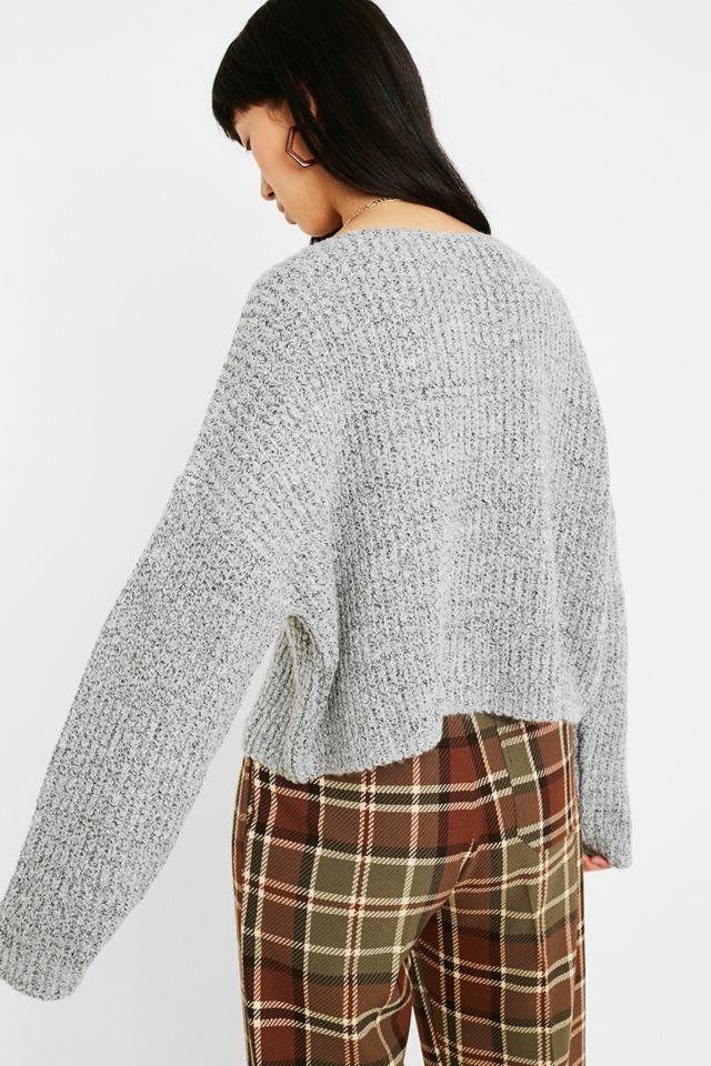 UO Slouchy Fisherman V-Neck Jumper - Grey #4