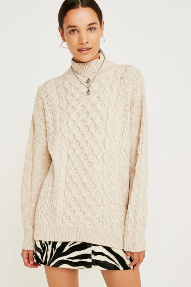UO Cable Knit Funnel Neck Jumper | Urban Outfitters UK