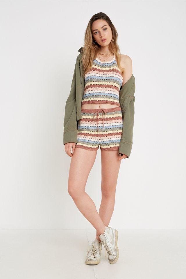 UO Stripe Crochet Knitted Halter Cami #1