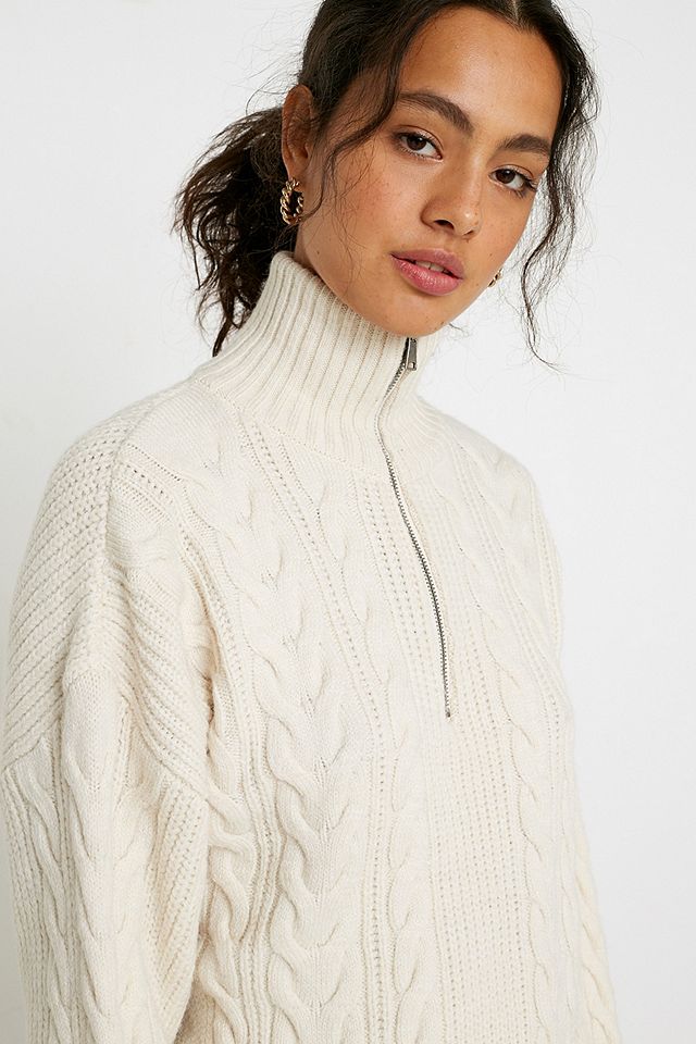 UO Cable Knit Half-Zip Jumper | Urban Outfitters UK