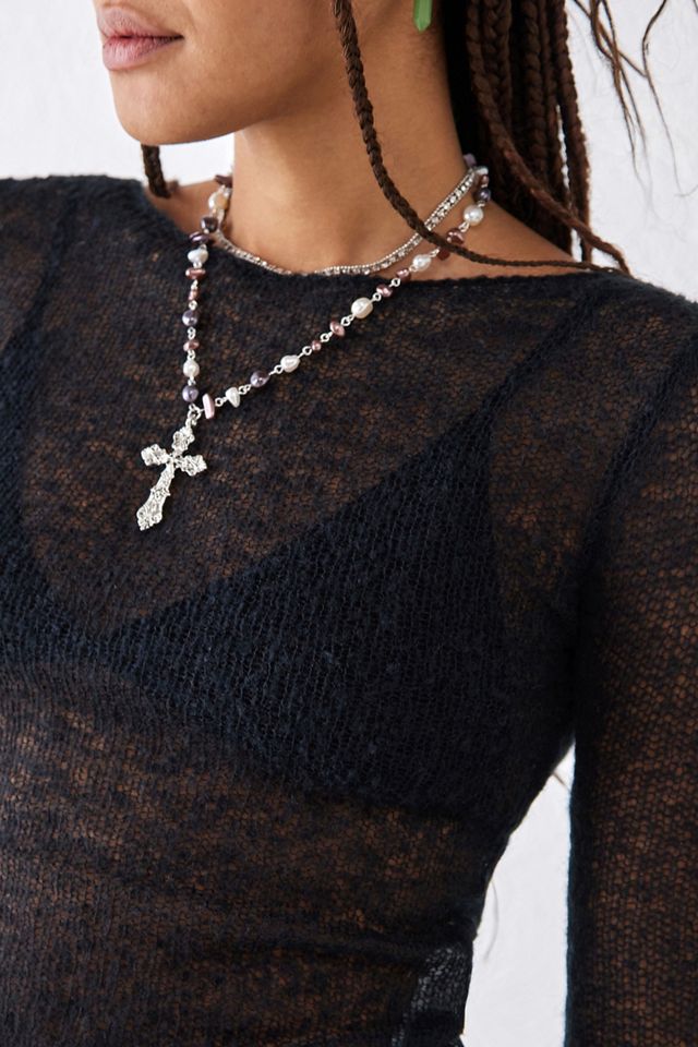UO Top in maglia trasparente a maniche lunghe  #2