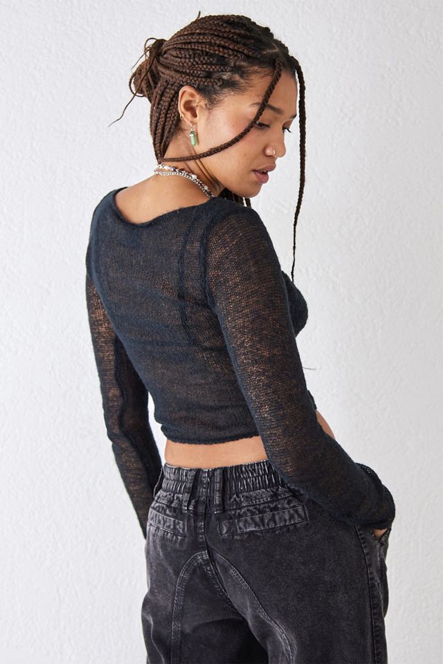 UO Top in maglia trasparente a maniche lunghe  #3