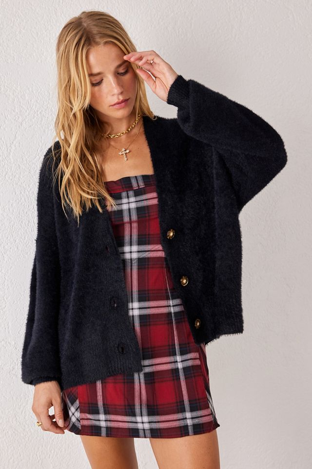 UO Thea Fuzzy Knit Cardigan Urban Outfitters UK