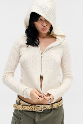 Cardigan in maglia a trecce con zip BDG Monet