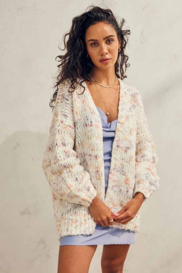 Chunky knit balloon sleeve cardigan sale