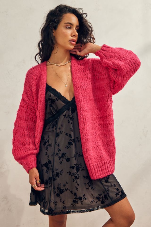 Chunky knit balloon sleeve on sale cardigan