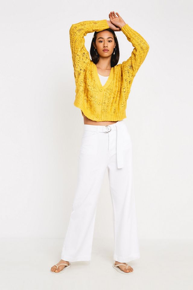 Urban Outfitters – Lockerer Cardigan „Loco“ in Gelb mit Lochstickerei #2