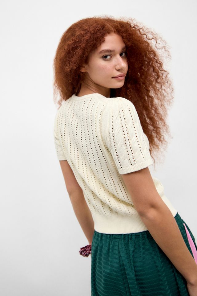 UO Vivian Short Sleeve Cable Knit Cardigan #3