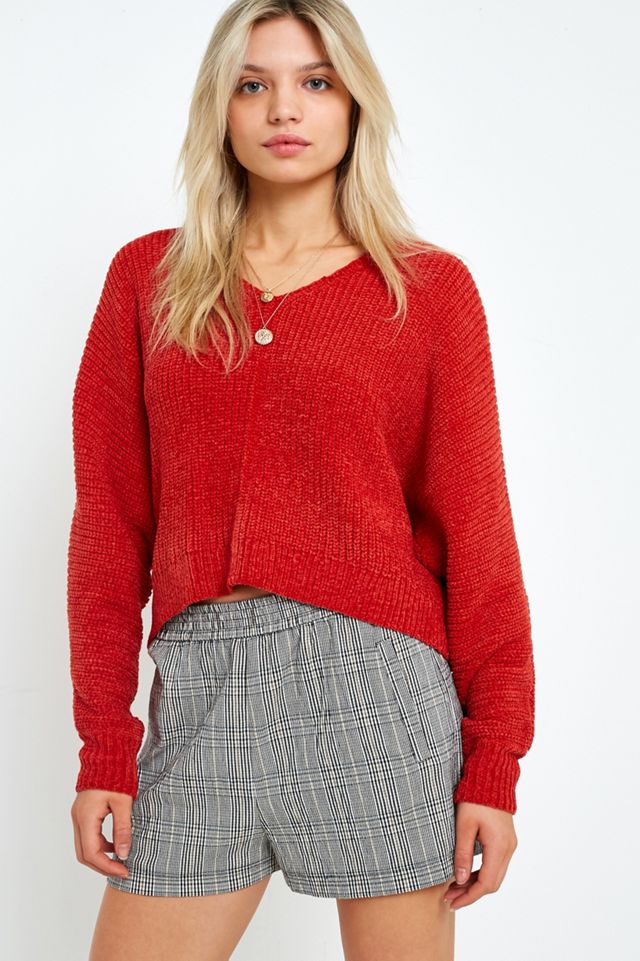 UO Plush Ribbed Chenille V-Neck Jumper #2