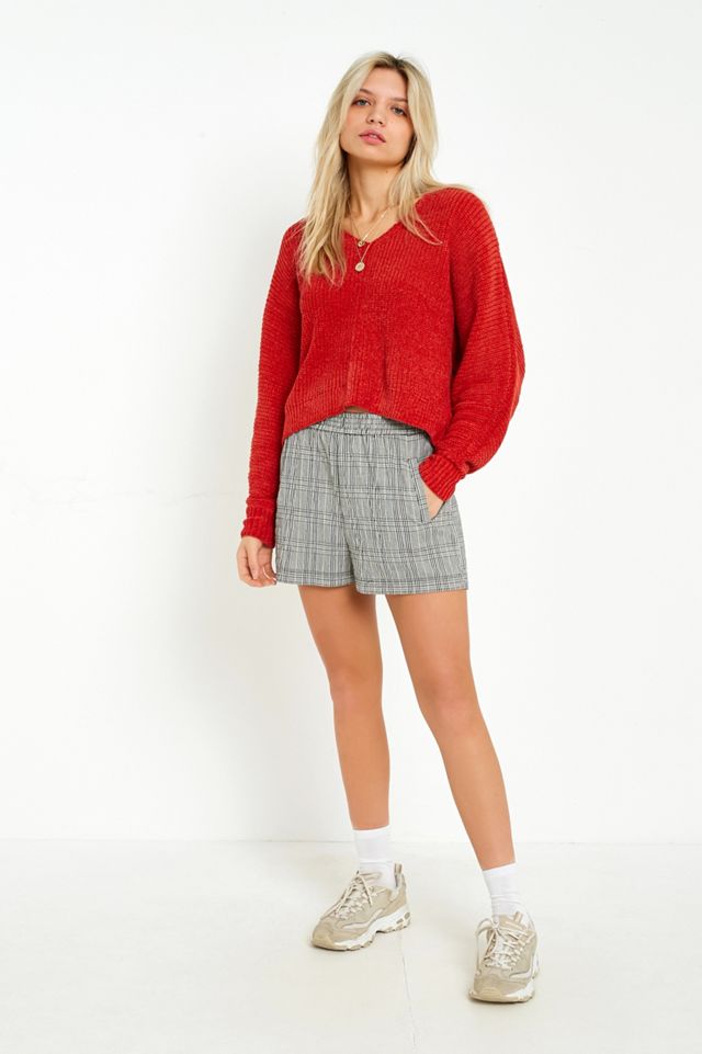 UO Plush Ribbed Chenille V-Neck Jumper #4