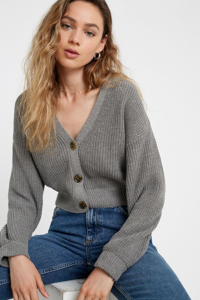 Gray cropped cardigan hotsell