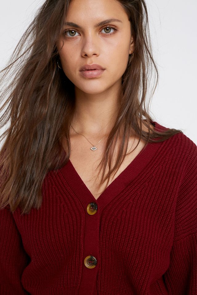 UO Kai Cropped Maroon Cardigan #2