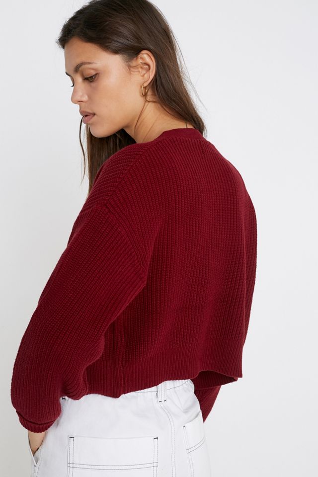UO Kai Cropped Maroon Cardigan #3