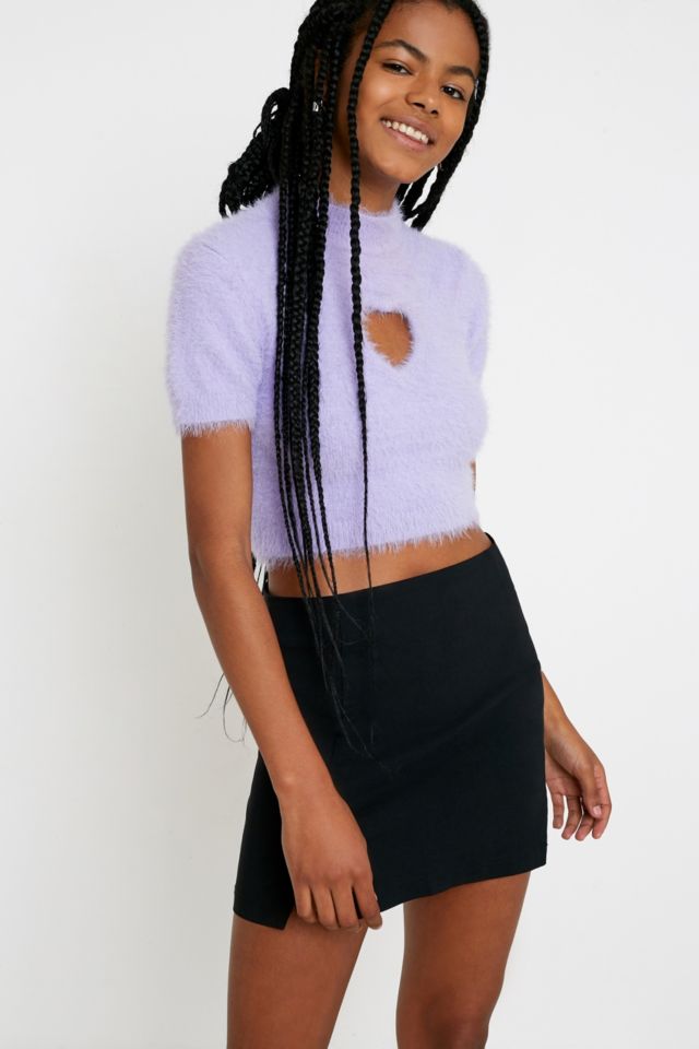 UO Fluffy Heart Cut Out Top Urban Outfitters UK