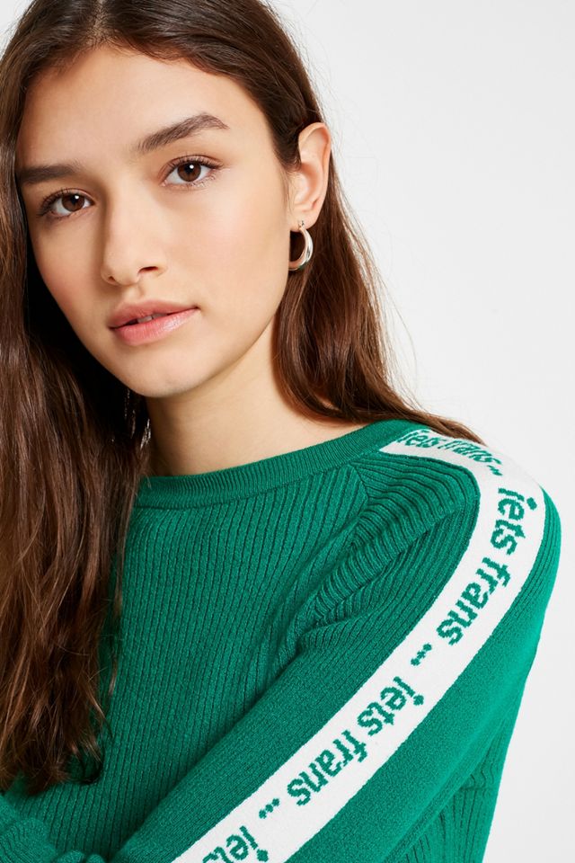 iets frans… – Gerippter Pullover in Grün mit Logoband #3