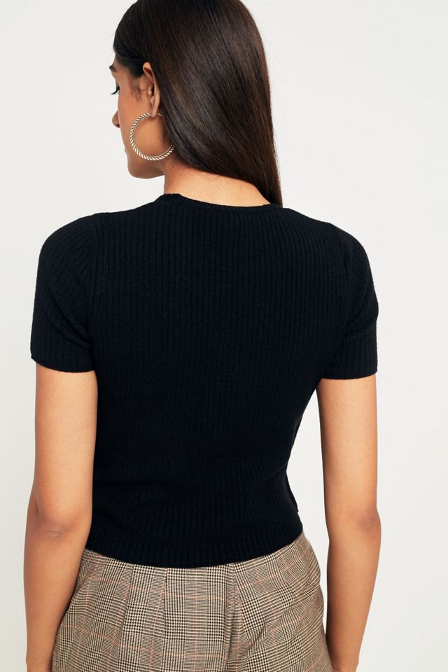 Urban Outfitters Ribbed Wrap Ballet Top | Urban Outfitters UK