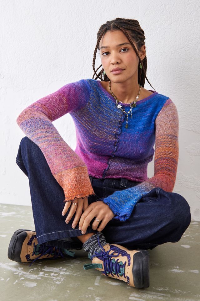 UO Space-Dye Knit Seamed Top #1