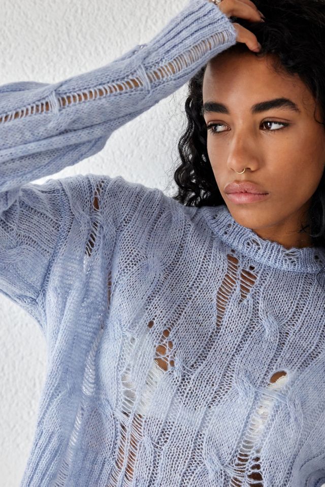 UO Cropped Laddered Cable Knit Jumper  #2