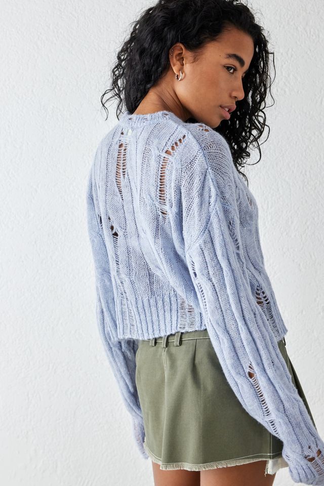 UO Cropped Laddered Cable Knit Jumper  #3