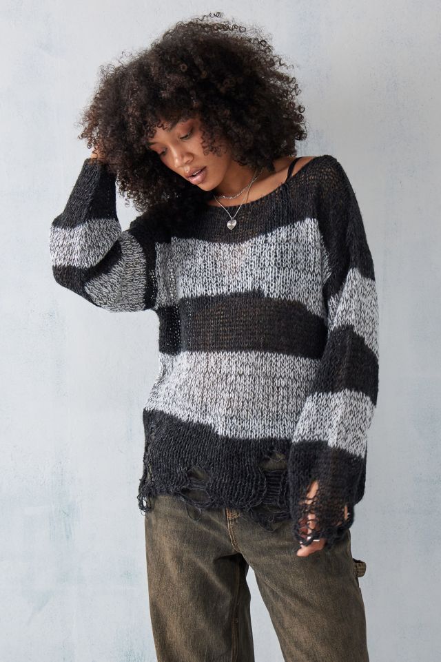 UO Kristen Laddered Bold Stripe Boyfriend Jumper