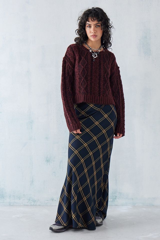 Pull en maille torsadée délavé à l'acide olive UO #2