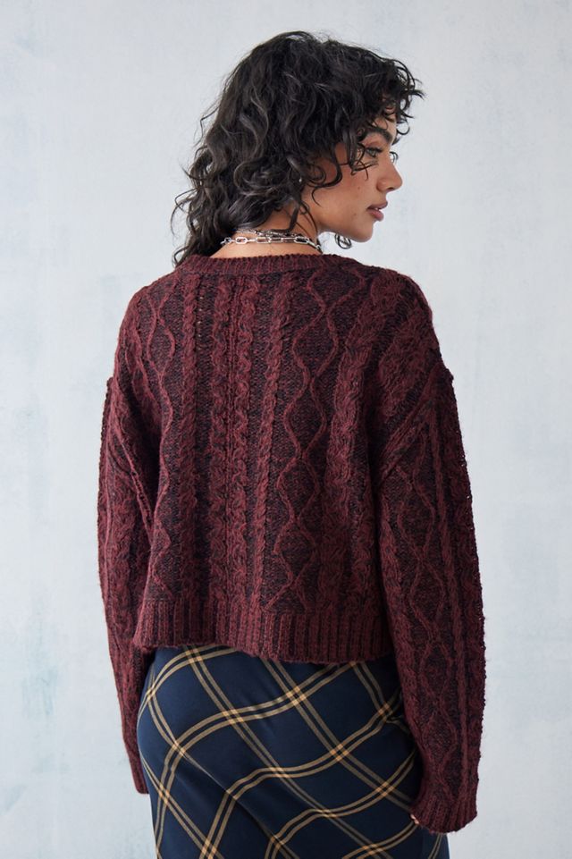 Pull en maille torsadée délavé à l'acide olive UO #3
