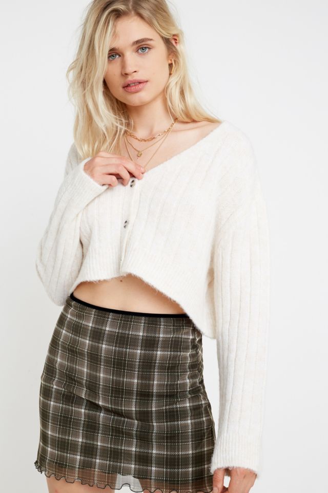 UO Cindy Crop Cream Cardigan