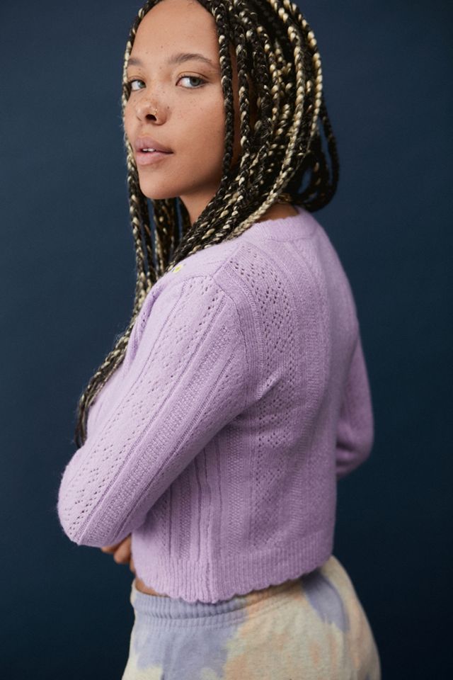 UO – Bestickter Cardigan in Lavendel #1