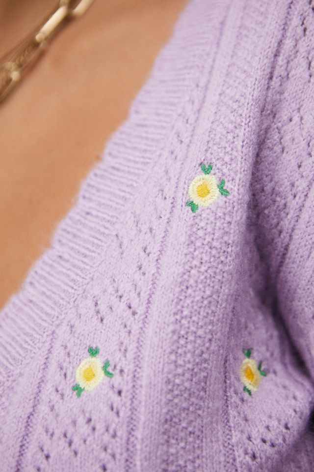 UO – Bestickter Cardigan in Lavendel #3