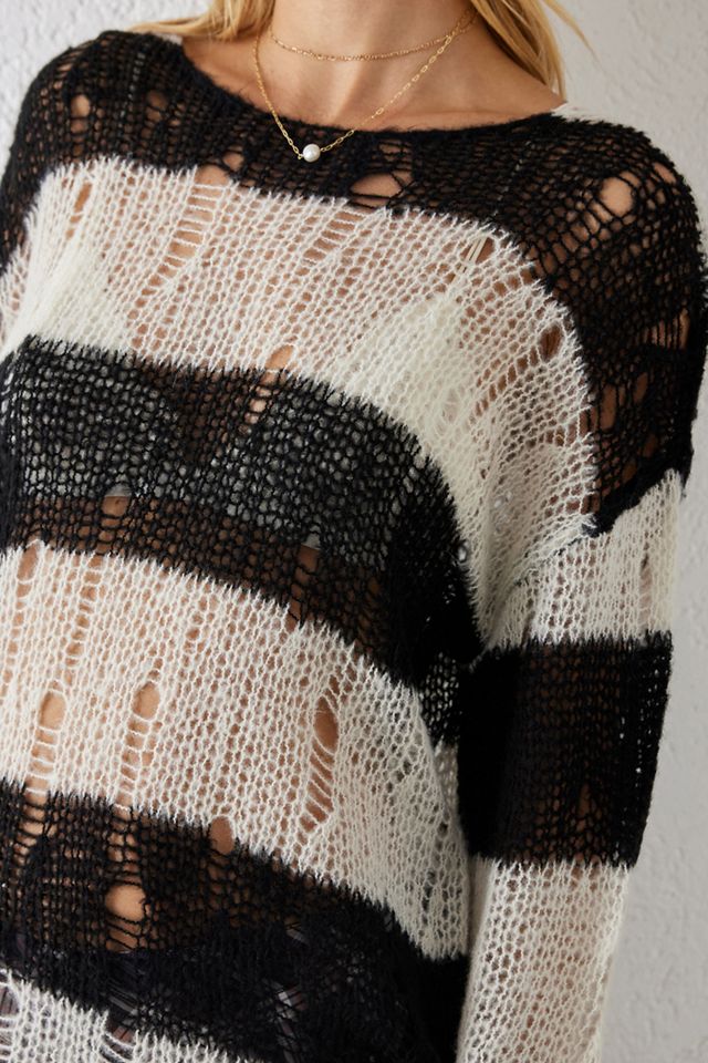UO Grunge Stripe Laddered Knit Jumper #2