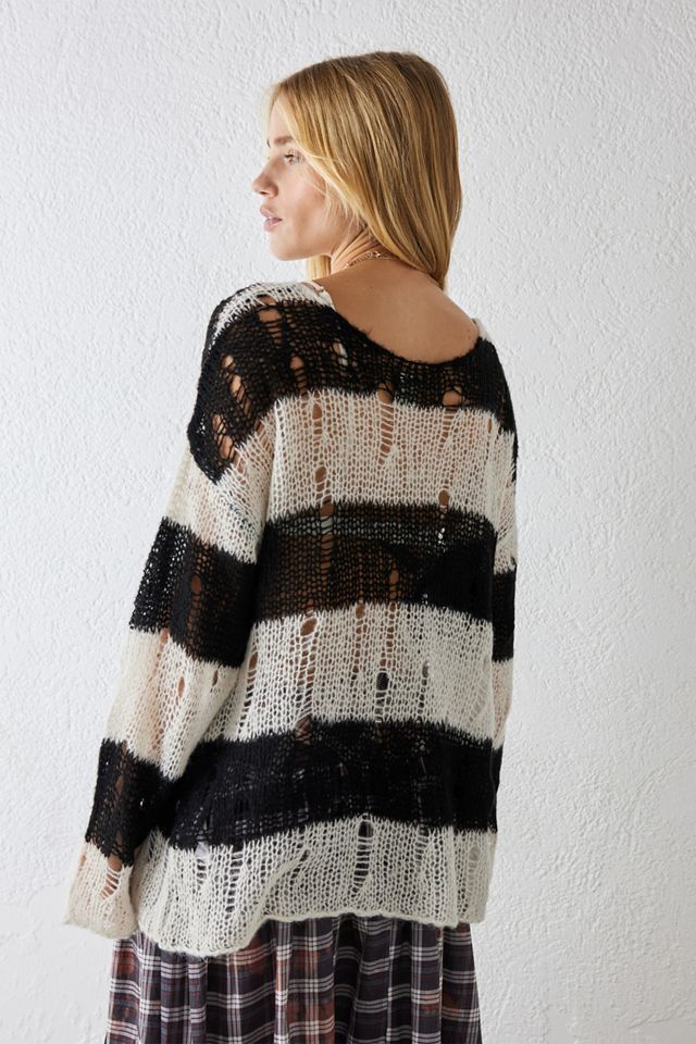 UO Grunge Stripe Laddered Knit Jumper #3