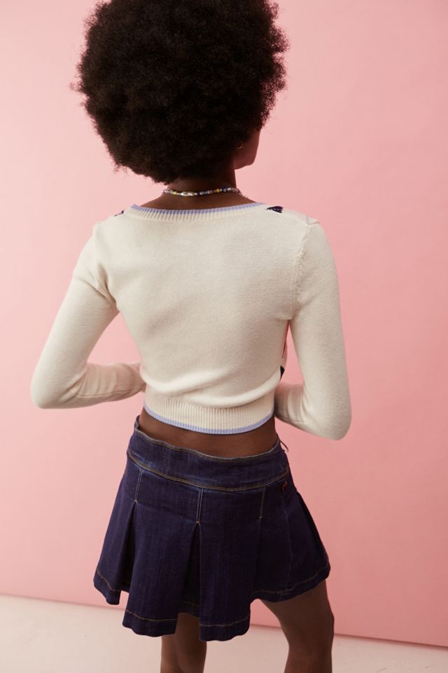 UO Cropped Argyle Knit Cardigan #3