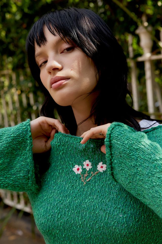 UO Floral Long Sleeve Slub Top #1